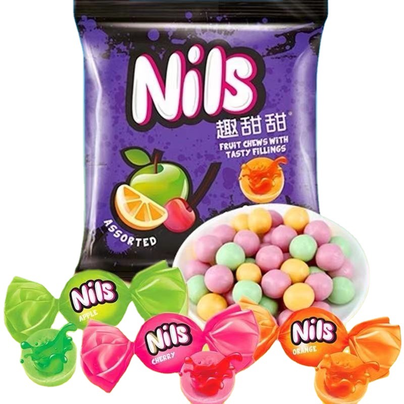 俄罗斯进口nils尼丽斯水果味夹心什锦味软糖趣甜甜软糖500g-阿里巴巴