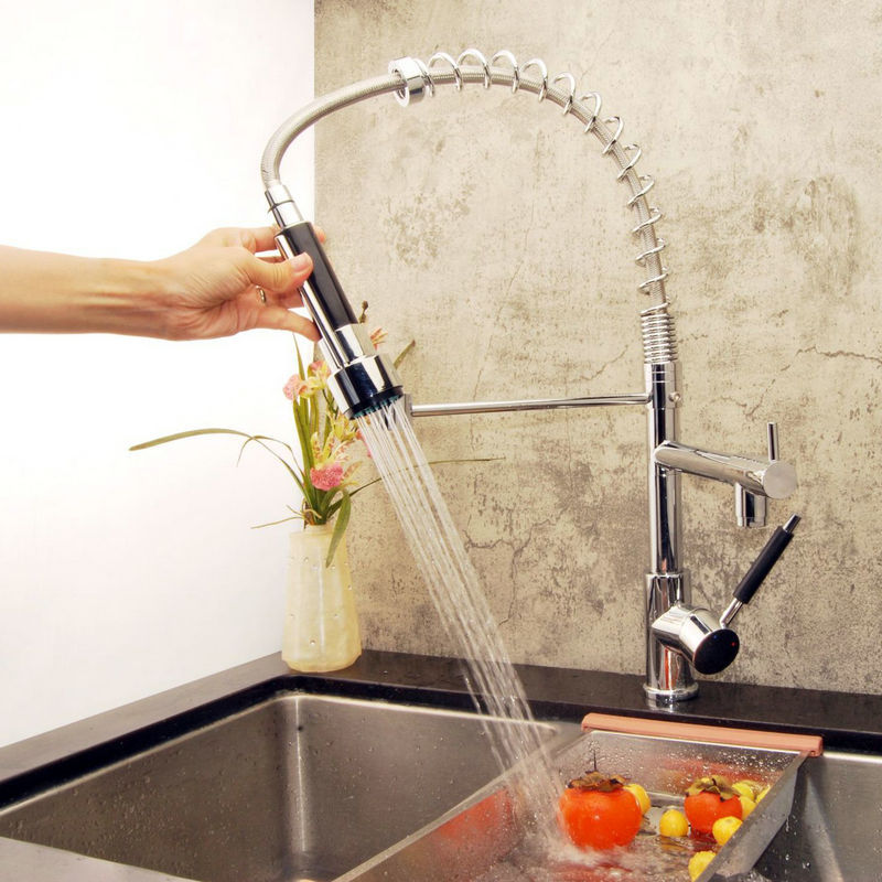 Retractable Stainless Steel 7.2 Million-Way Kitchen Basin Faucet Pull-out Spring Kitchen Faucet JA-1001 Water Tap