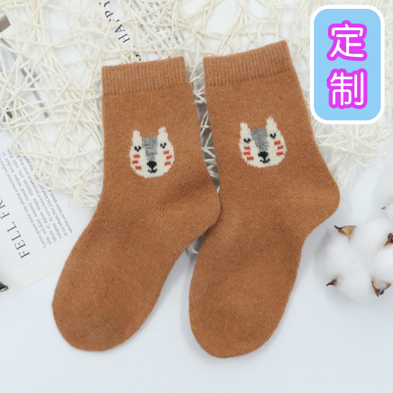 Cartoon Baby Floor Socks Autumn and Winter Thickening Terry Toddler Socks Fleece-Lined Warm Indoor Mid-Calf Trampoline Socks Wholesale