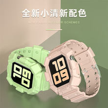 适用iwatch6苹果手表表带 iwatch SE/5硅胶表带电子风表壳带一体