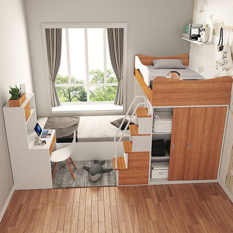 上下床错位儿童床交错式衣柜高低床双层床小户型上下铺子母床批发