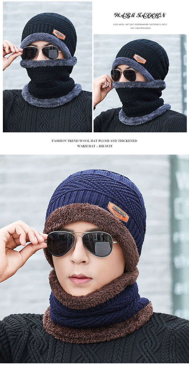 帽子男冬天加厚保暖针织毛线帽秋冬季韩版潮加绒防寒骑车男士棉帽