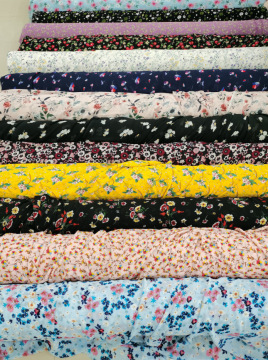 diy花色雪纺布料乔其纱仿真丝沙蕾丝名族风小碎花汉服连裙子面料