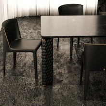意式岩板极简餐桌椅组合现代简约轻奢餐桌小户型家用长方形西餐桌
