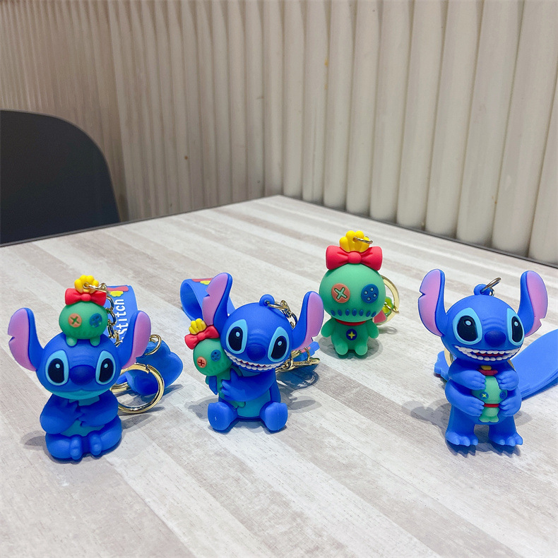 Cartoon Stitch Creative Keychain Cute Baby Accessories Small Gift Hanging Silicone Gift Doll Key Chain