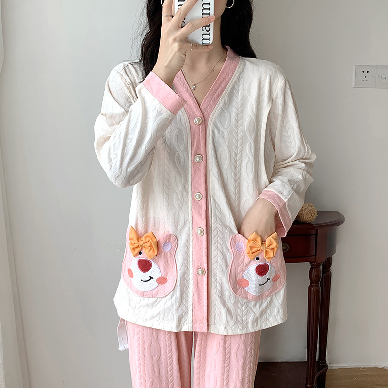 Spring and Summer Pure Cotton Pajamas for Pregnant Women Homewear for Pregnant Women March Postpartum 4 Nursing Nursing Confinement Clothes