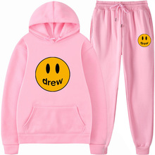 drew house刺绣字母酒红卫衣王大陆海莉比伯黄明昊同款莓果色帽衫