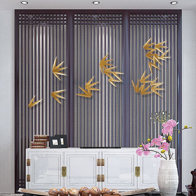 New Chinese Style Iron Wall Hanging Bamboo Leaf Creative Wall Decoration Home Living Room Entrance Background Soft Decoration Wall Hangings