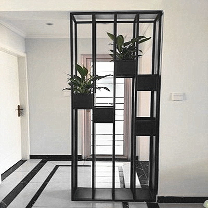 北欧铁艺家用隔断镂空屏风简约商用办公工业风装饰玄关柜客厅花架