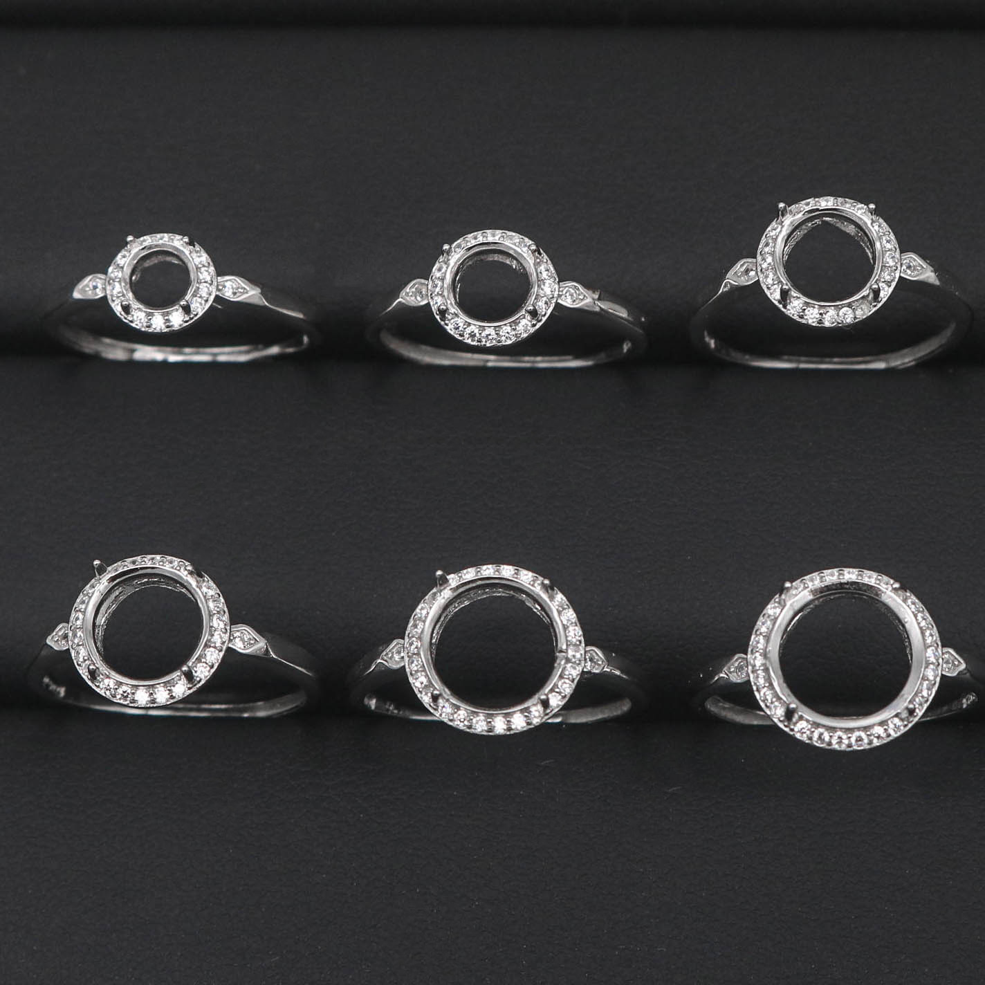 戒托925银圆形5-11 m四爪活口戒指空托 翡翠玉镶嵌彩色宝石戒指托