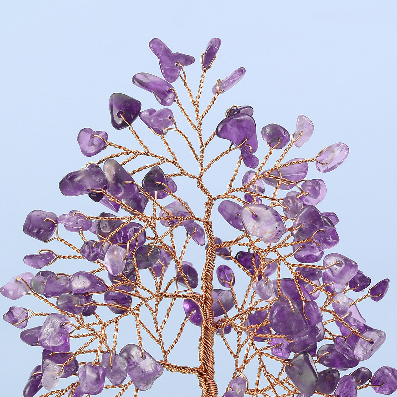 20枝树干弯曲白水晶树簇底座小树摆件七色碎石树白水晶晶簇底座