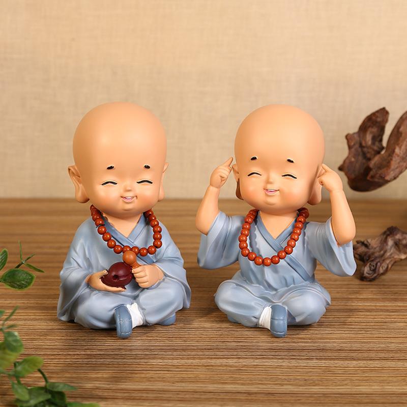 中式佛系打坐树脂工艺可爱 少林寺手办创意存钱罐居家小和尚摆件
