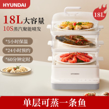 HYUNDAI电蒸锅家用大容量小型蒸箱三层多功能定时预约早餐机蒸笼