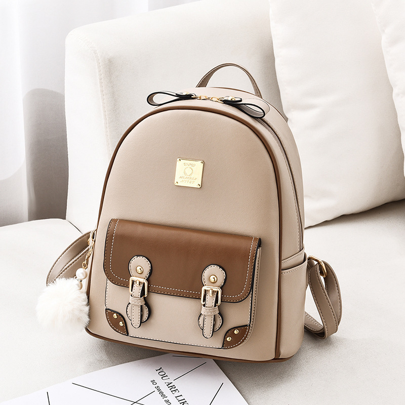 女包2022秋冬新款韩版学院风皮带扣双肩包质感大容量背包学生书包
