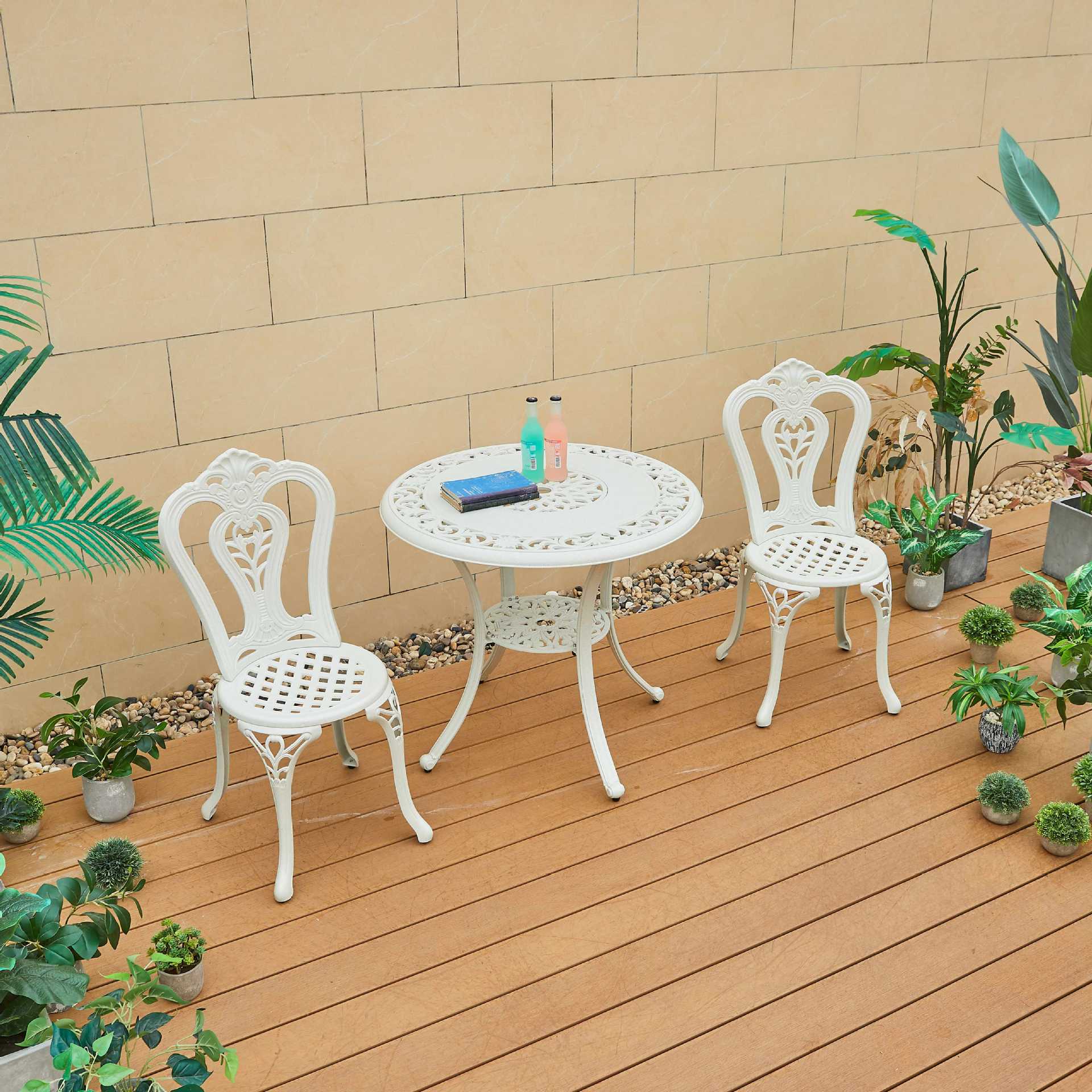 Outdoor Cast Aluminum Woven Table and Chair Combination Courtyard Cast Aluminum Table and Chair Outdoor Woven Cast Aluminium Furniture Villa Aluminum Furniture