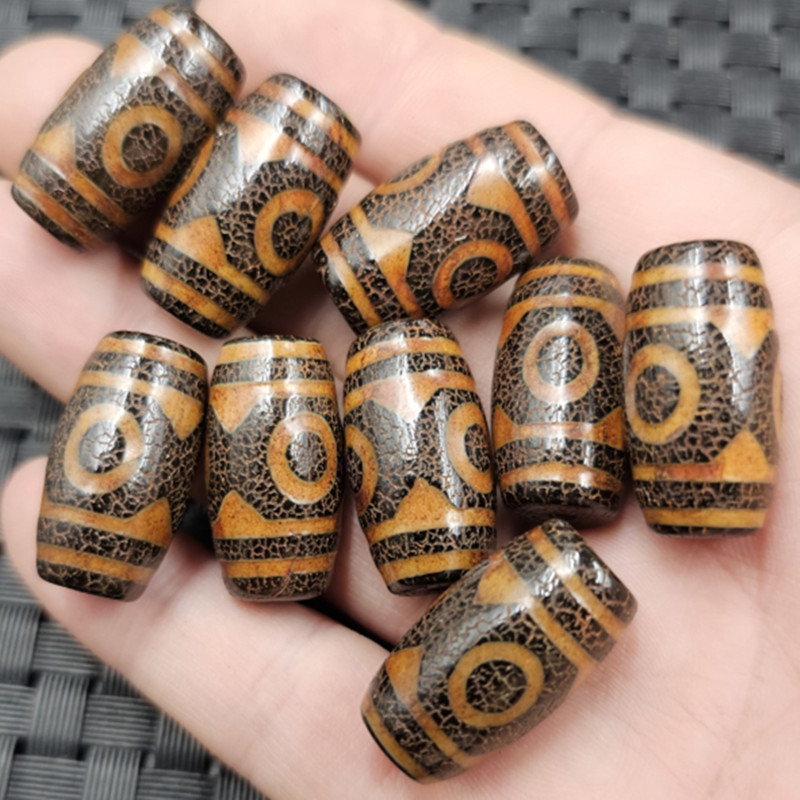 风化三眼天珠玉石散珠藏式玛瑙路路通珠子diy手链项链饰品配件珠