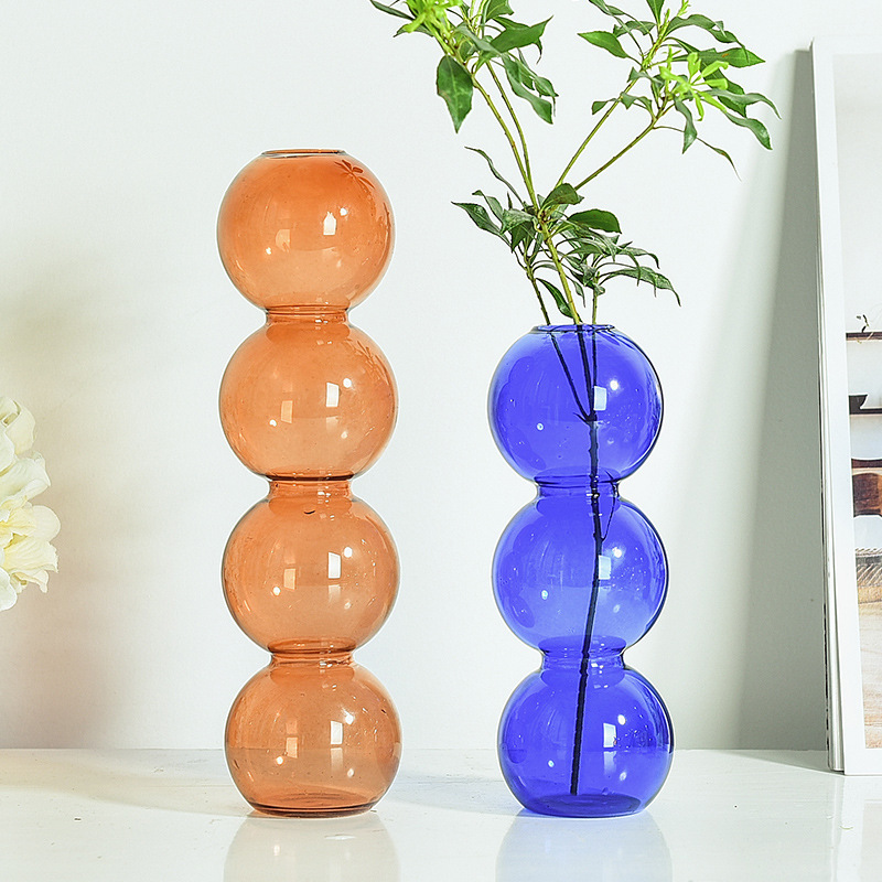 Creative Bubble Vase Hydroponic Spherical Glass Vase Transparent Color Flower Container Dining-Table Decoration Aromatherapy Bottles Ornaments