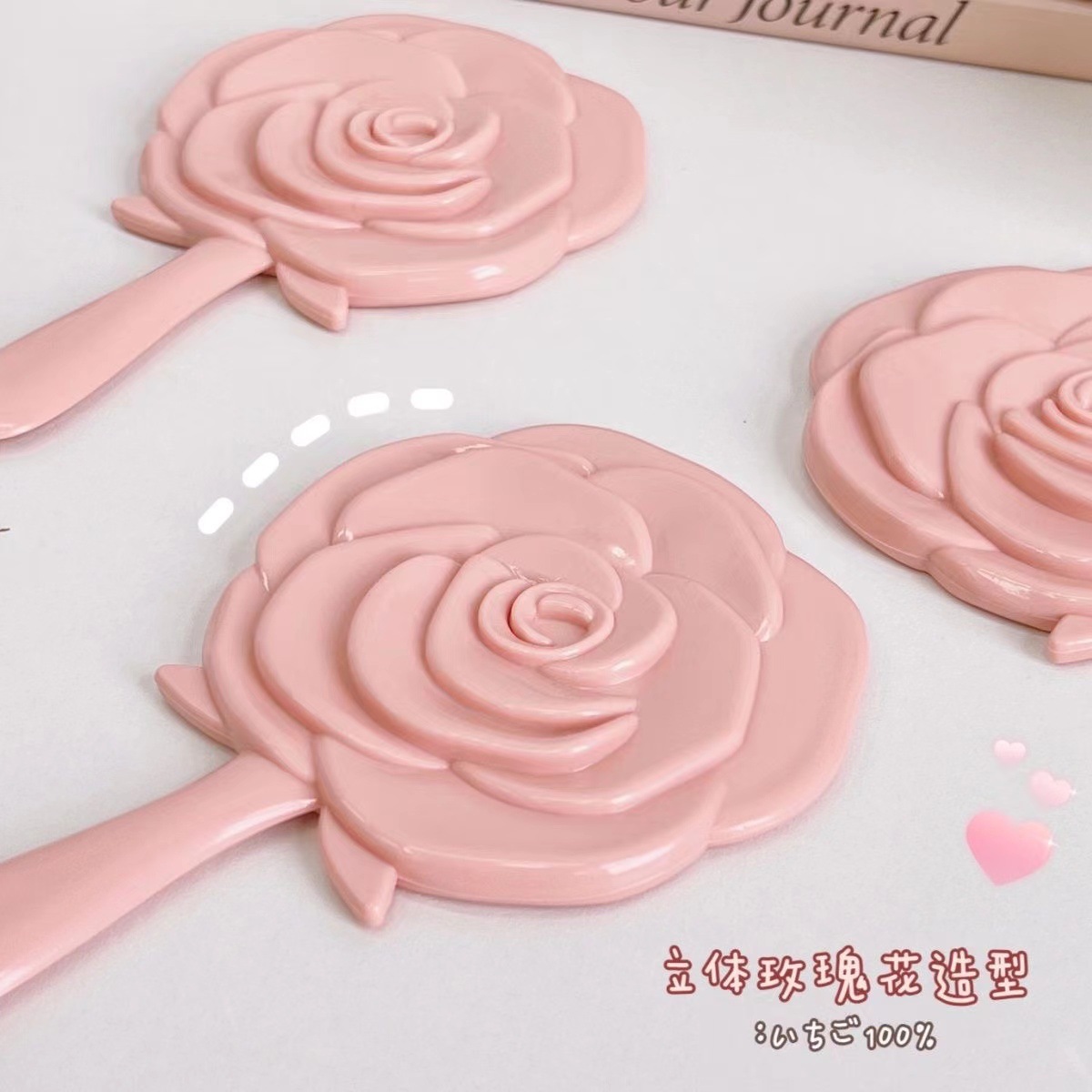 European Retro Rose Flower Small Mirror Creative Plastic Mirror Beauty Dressing Mirror Makeup Hand-Hold Mirror Portable Mirror