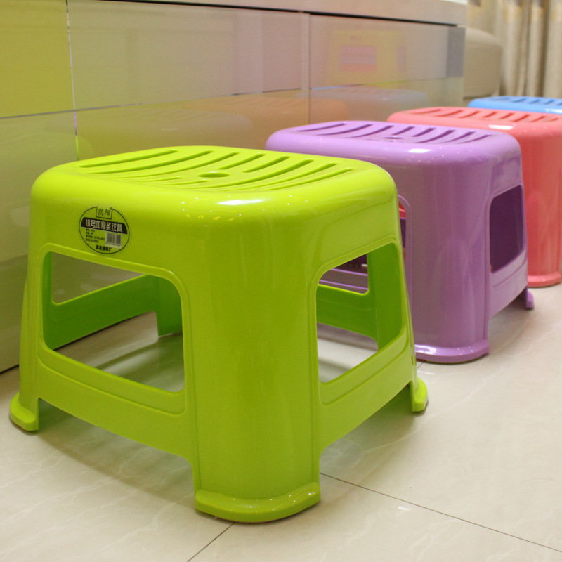 American-Style Small Striped Boutique Plastic Stool Low Stool Bath Changing Thickened Small Slip Striped Stool Anti-Room Stool Shoes Bench Home