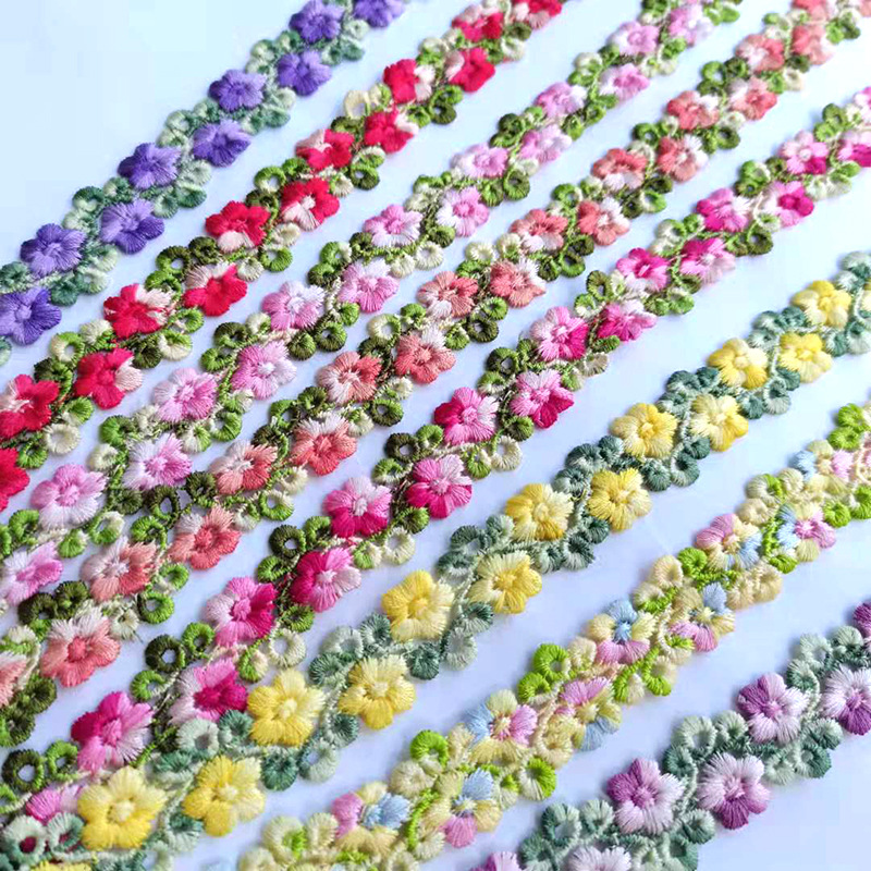 In Stock Lace 2cm Three-Dimensional Embroidery Water Soluble Lace Section Dyed DIY Handmade Hair Accessories Trimmings Accessories Headdress Lace