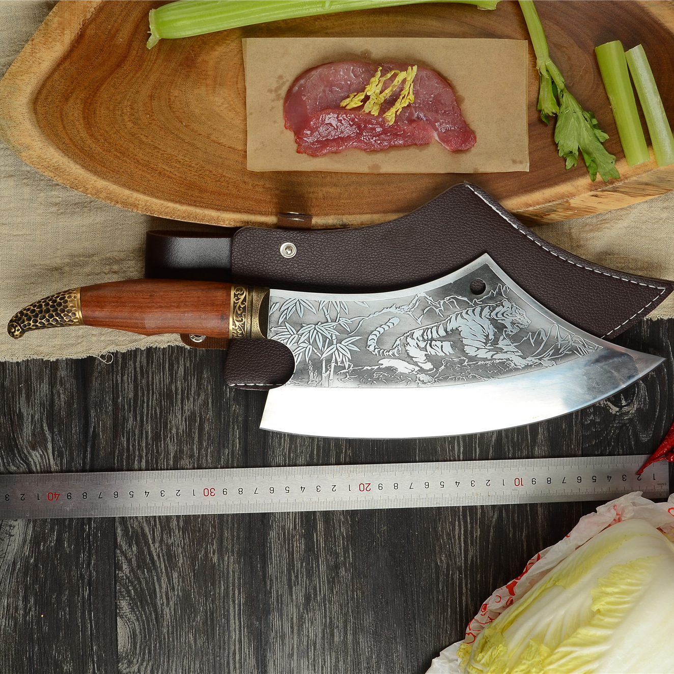 家用菜刀龙泉手工锻打切片刀斩切刀鬼手作锋利砍骨刀弧形厨师菜刀