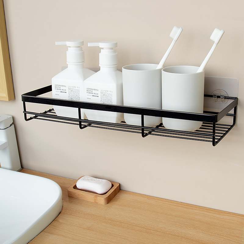 免打孔卫生间置物架浴室洗手间沥水篮厕所墙上收纳架子牙刷洗漱台