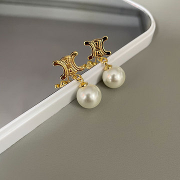 凯旋门吊施华洛珍珠耳钉法式轻奢ins风耳环百搭复古网红耳饰批发