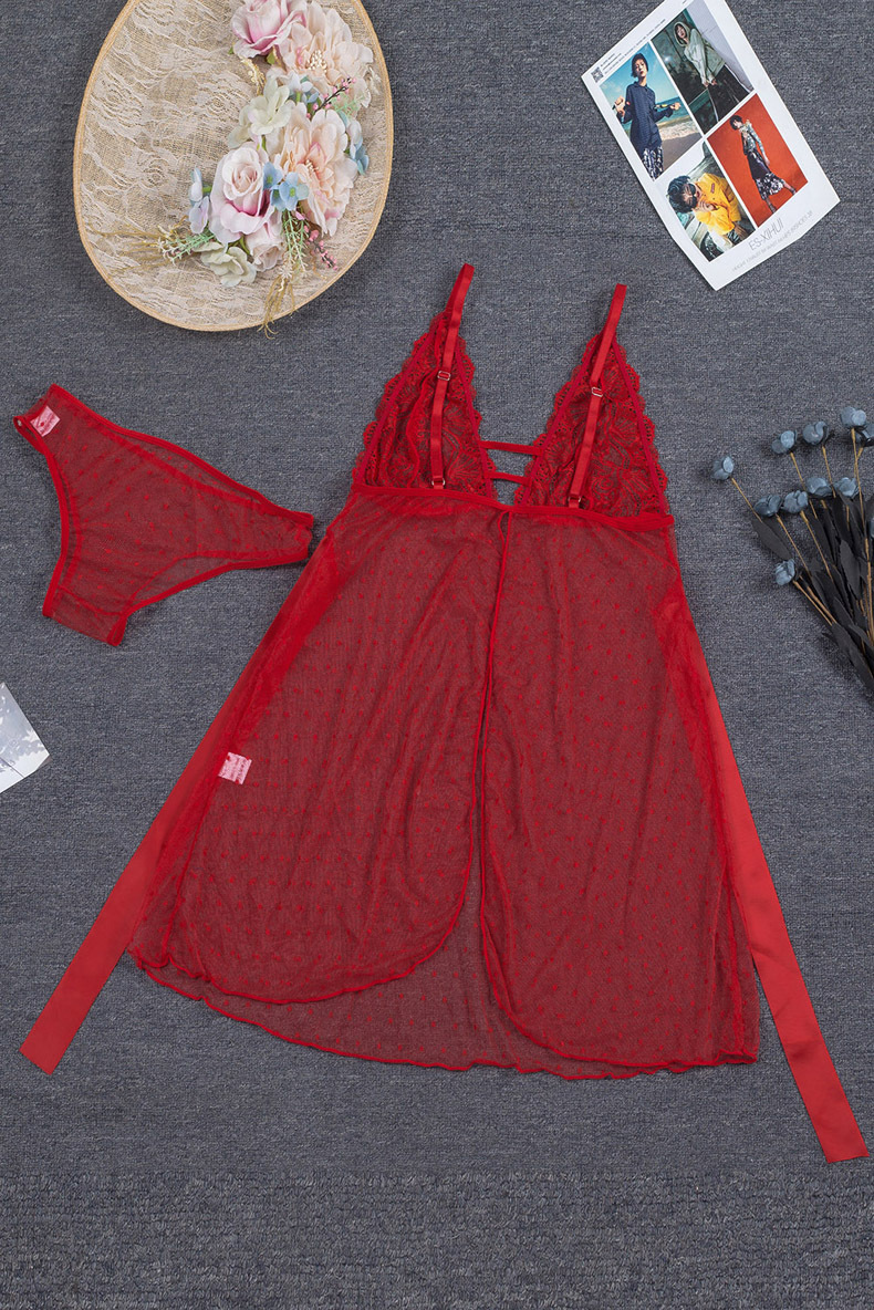 欧美性感薄纱透视情趣睡衣女亚马逊外贸吊带情趣内衣2件套31292