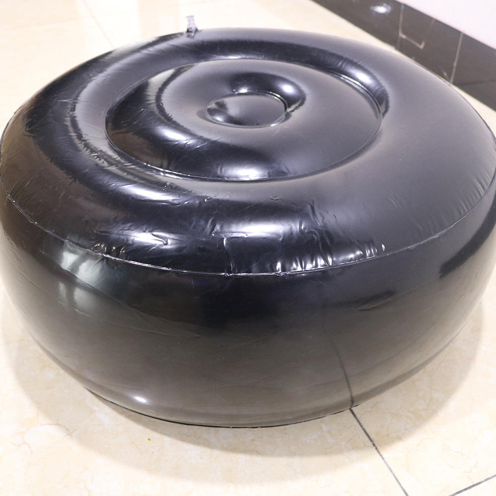 工厂现货便携式折叠充气沙发圆形植绒充气凳成人pvc充气凳批发