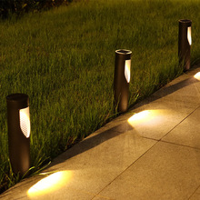 新款户外太阳能圆柱草坪灯led庭院光影道路灯家用公园氛围灯防水