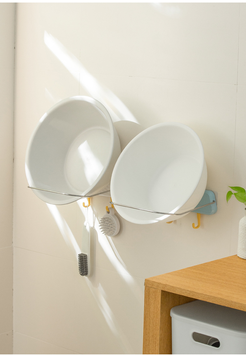 纳川可折叠脸盆架浴室墙上壁挂洗脸盆挂架免打孔带挂钩面盆收纳架