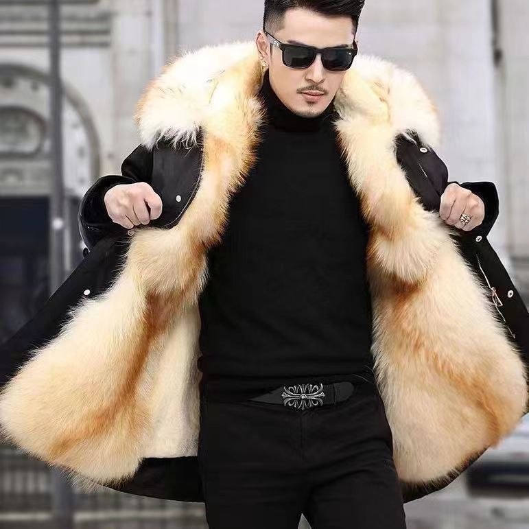 Parka 2023 New Men's Winter Dad Middle-Aged and Elderly Men's Coat Thickened Large Size Faux Fur Coat