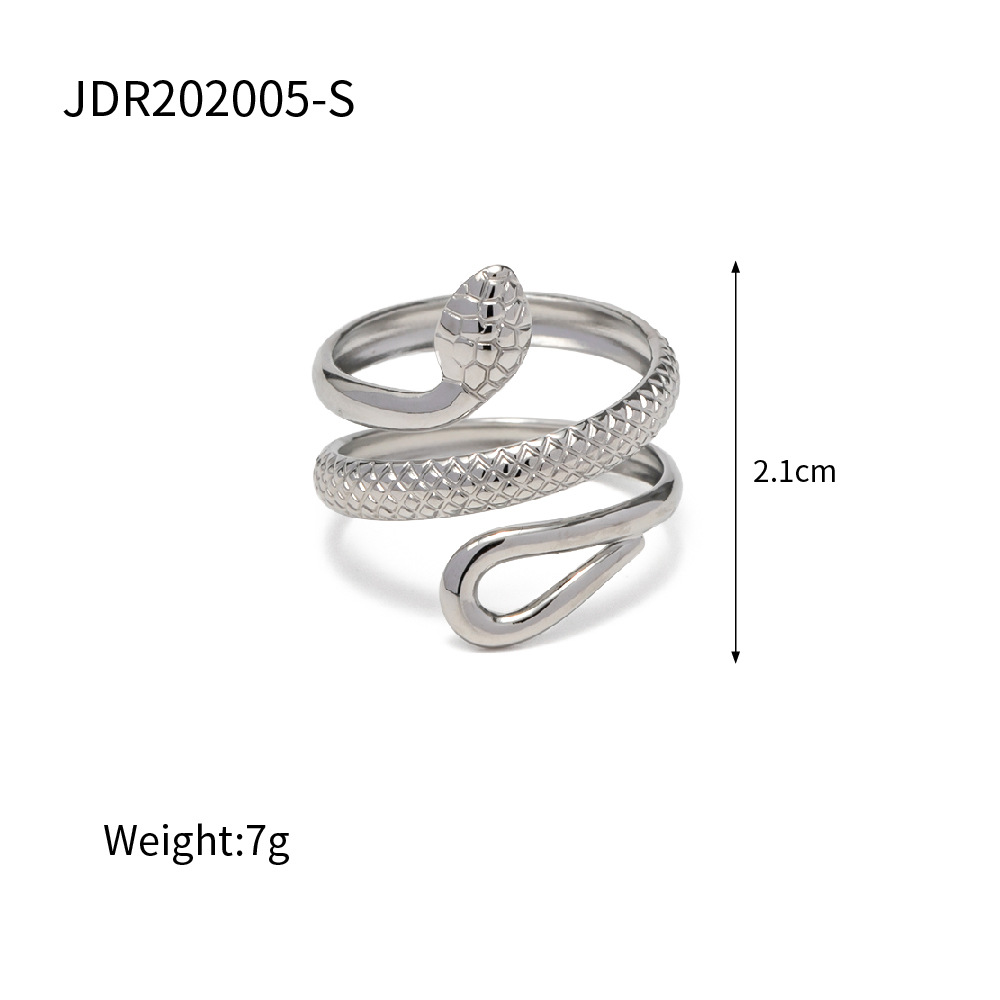 18K Gold Plated Stainless Steel Classic Texture Snake Design Hollow out Adjustable Ring for Women Fashion Titanium Steel Ring