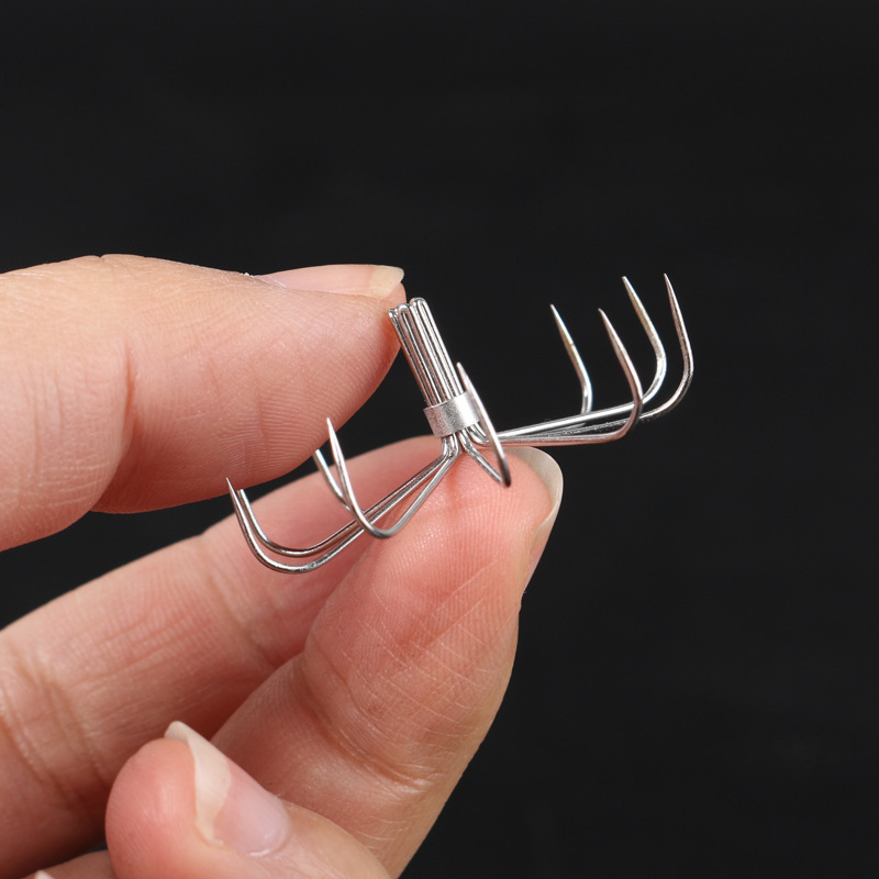 外贸 不锈钢12针鱿鱼钩 伞钩锚钩 无倒刺饵章鱼钩