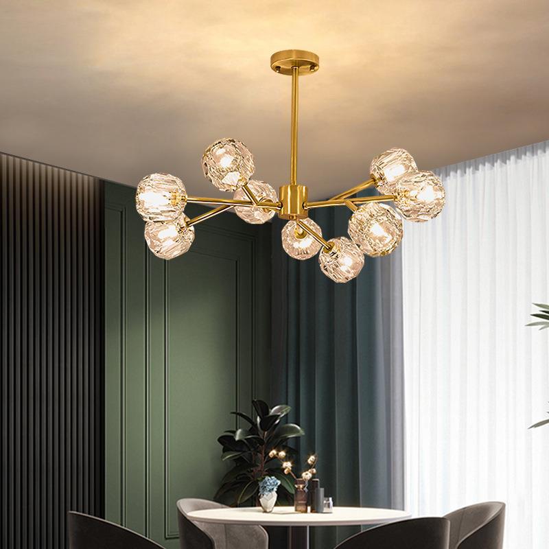 阳光照明后现代全铜水晶吊灯轻奢客厅灯网红魔豆分子灯具灯饰套餐