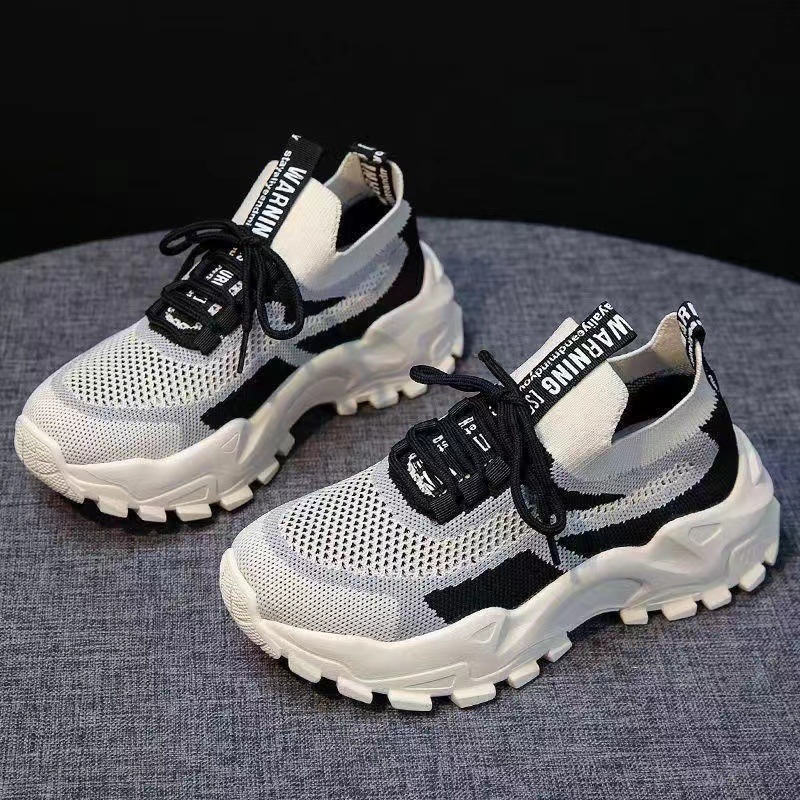 [New April] Women's Dad Shoes Socks Women's Shoes Soft Bottom Lightweight Breathable Sneaker Women's Flying Woven Women's Shoes