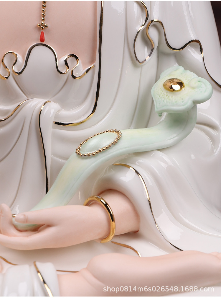 菩语阁德化陶瓷如意观音菩萨佛像南海观世音神像摆件家用供奉平安