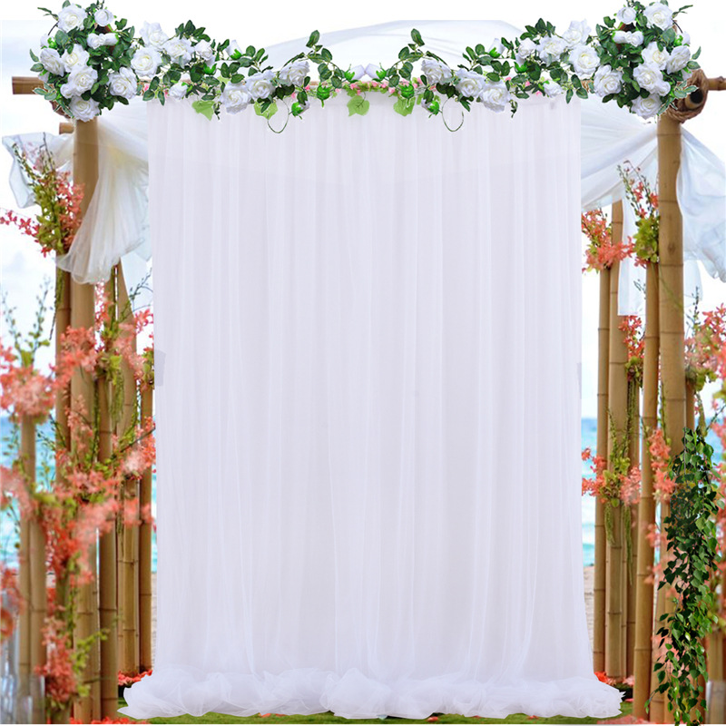 亚马逊白色网纱背景布婚礼装饰纱幔新年生日派对帷幔纯色布幔