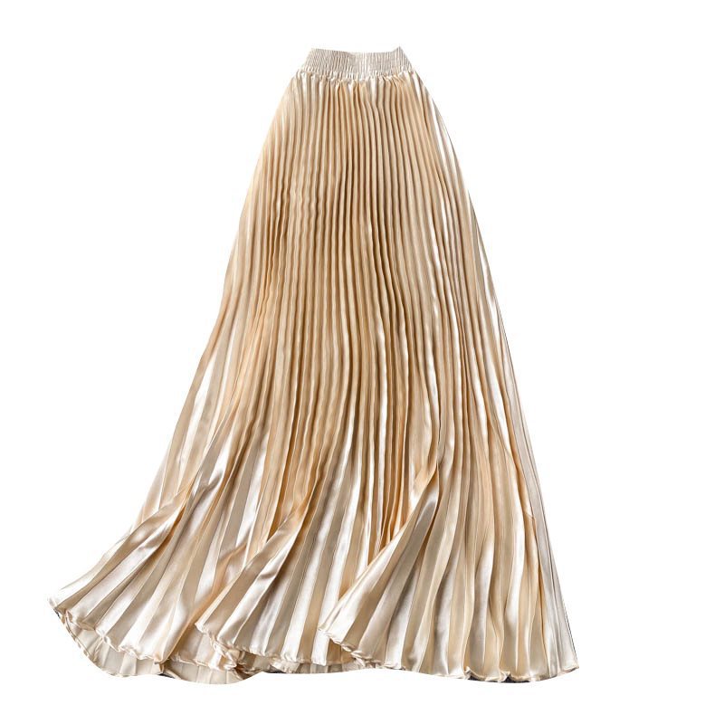 High-End Women's Dress New Fashionable Light Luxury Heavy-Duty Pleated Mid-Length A- line Skirt Spring Pleated Skirt