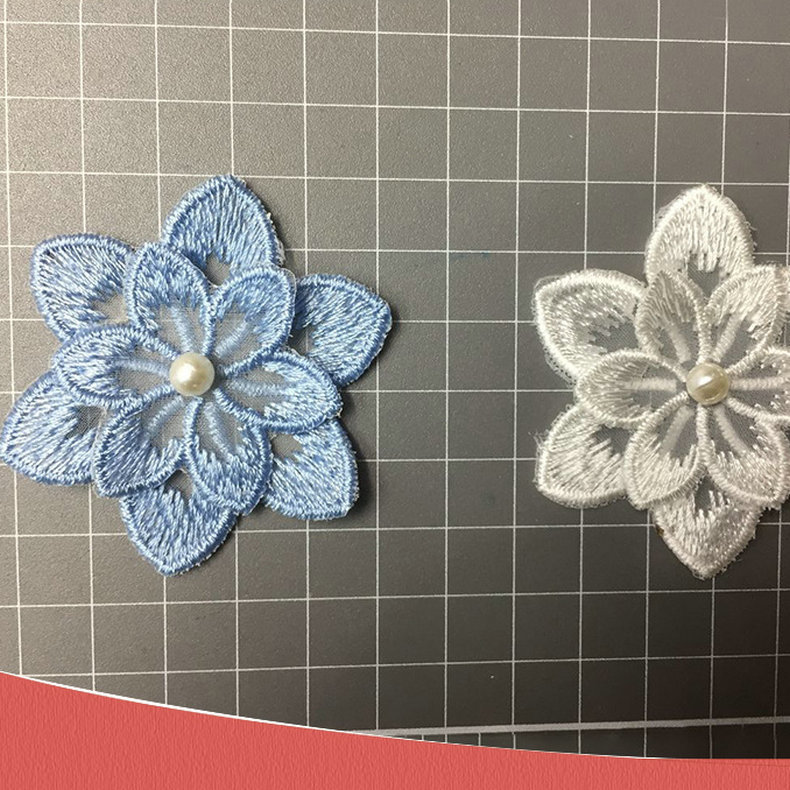 网布绣花面料 婚纱服装辅料 蕾丝花朵 水溶性蕾丝花边批发
