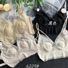 惠芝欣6229女法式U背蕾丝美背抹胸薄款兔耳朵水晶杯大胸显小内衣