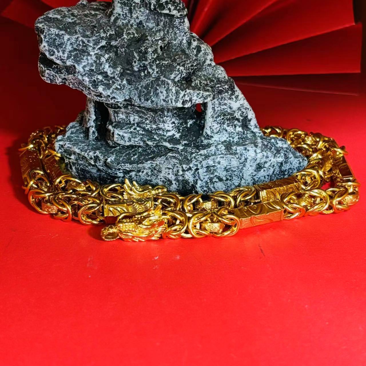 高端电镀黄金同款沙金六角龙骨车花项链精工打造网红爆款精品项链