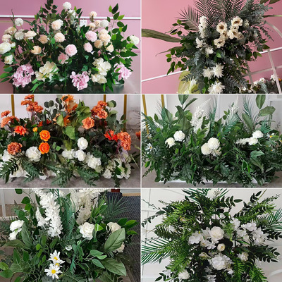 婚庆地排花森系装饰绢花迎宾路引花绿植布景插花婚庆t台布景绢花