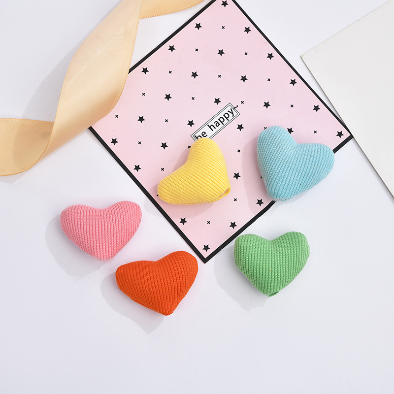 new fabric love color cotton filled peach heart three-dimensional plush love cute wind shoes and socks decoration accessories wholesale