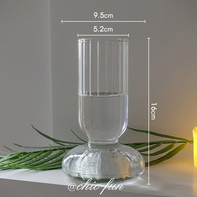 Glass Vase Decoration Living Room Flower Arrangement Nordic Flower Mini Ins Desktop Transparent Striped Glass Vase