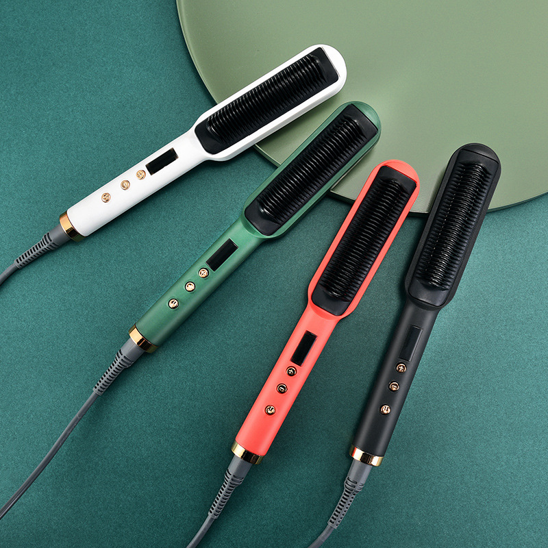 亚马逊直供卷直二合一热风梳负离子直发梳干湿两用电动直发梳子