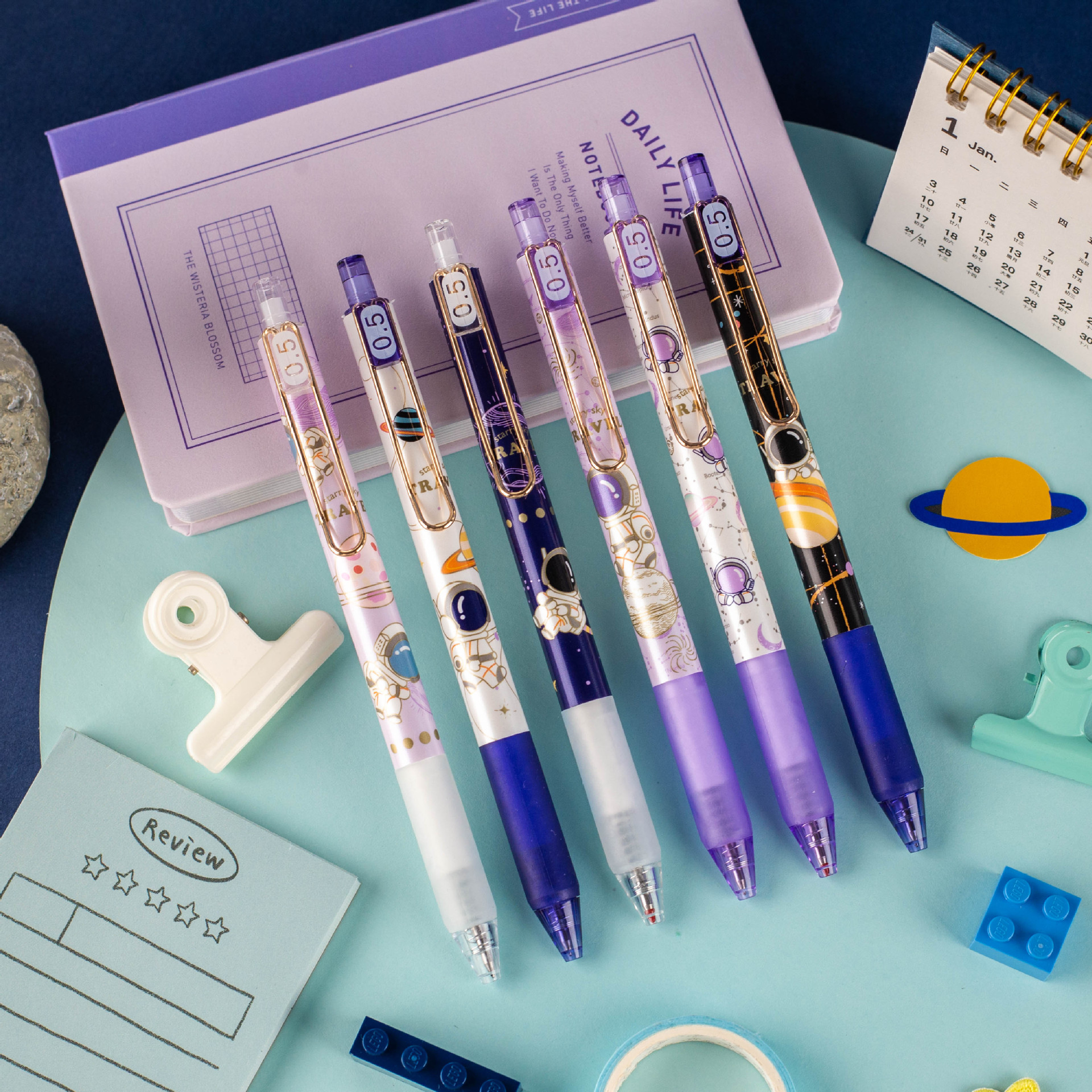 一木林宇宙环游按动中性笔创意签字笔水笔可爱日系少女卡通中性笔