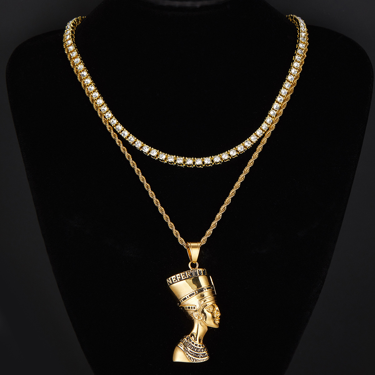 Amazon Hot Sale Hip Hop Necklace Accessories Personalized Pharaoh Dripping Oil Pendant Yiwu Necklace Accessories One Piece Dropshipping