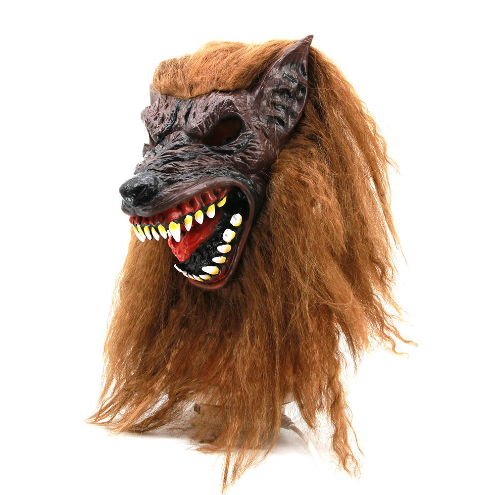 万圣节面具狼头头套带獠牙恐怖魔鬼化装舞会道具鬼节动物面具