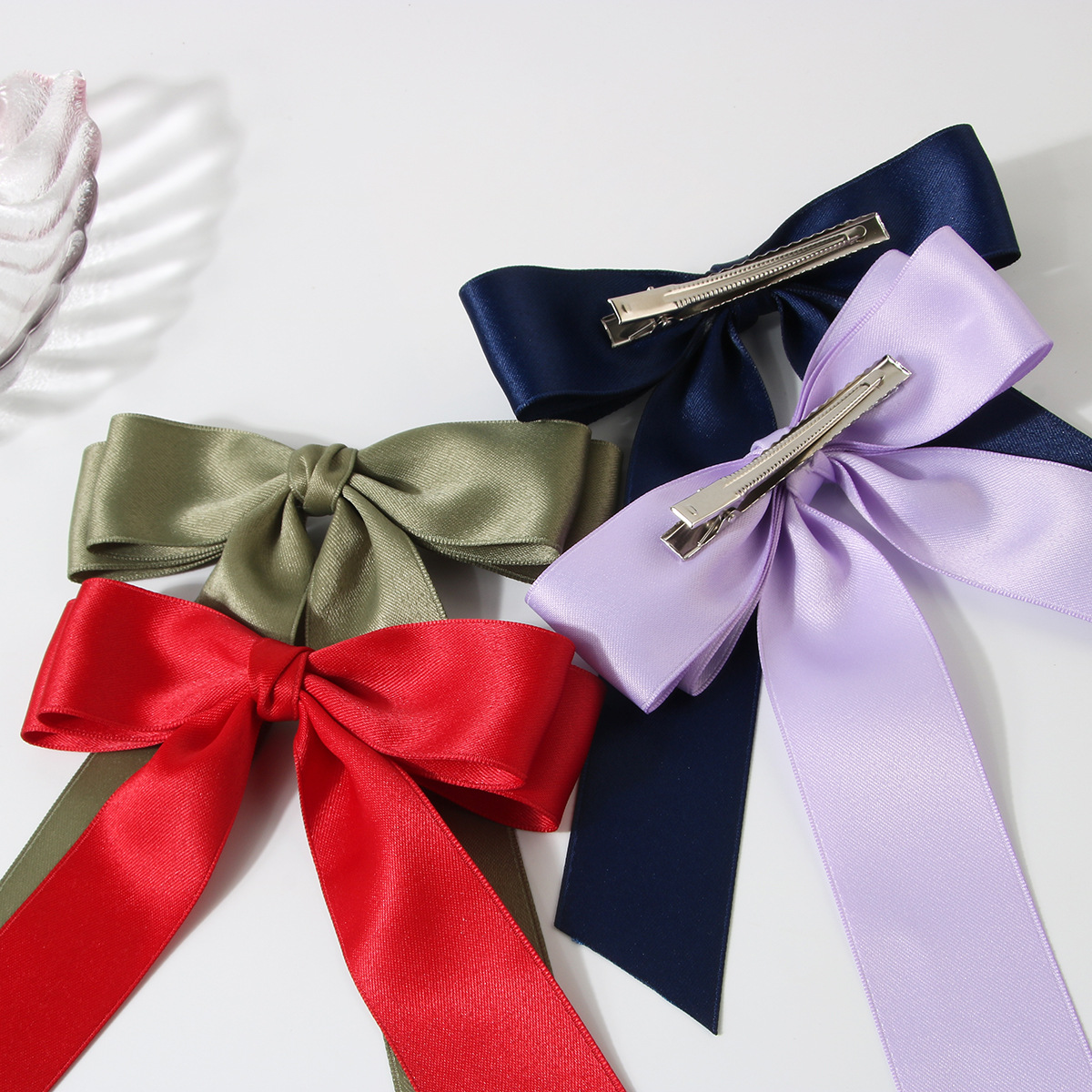 Cross-Border New Arrival 4cm Polyester Cotton Double Bow Hair Clip Hairpin Lady Updo Word Duckbilled Hair Accessories